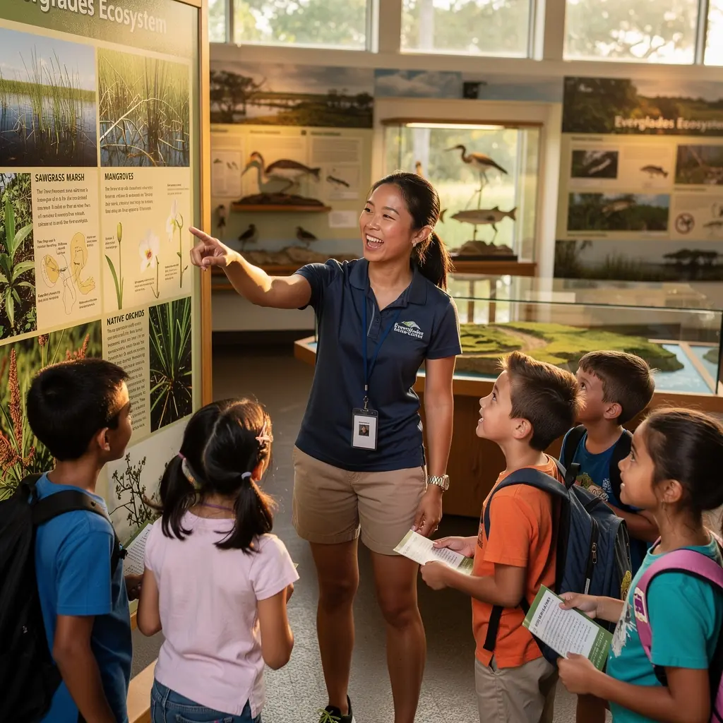 Наблюдение за дикой природой в Эверглейдс, где плавают аллигаторы и птицы.
