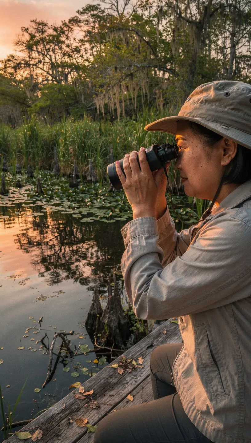 Групповая наблюдение за дикими животными в экосистеме Эверглейдс.
